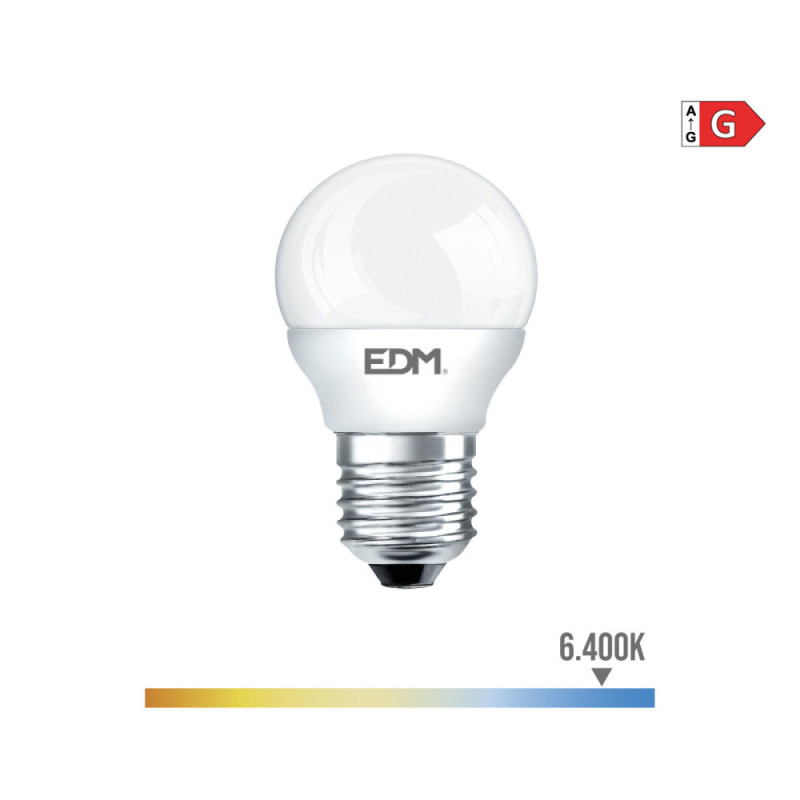 Bombilla Esférica Led 5W E-27 Blanca 6400K