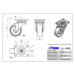 Rueda Placa Nylon 60kg 2-0042