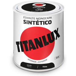 Pintura Esmalte Sintetico Negro Mate 250 ml. Titanlux