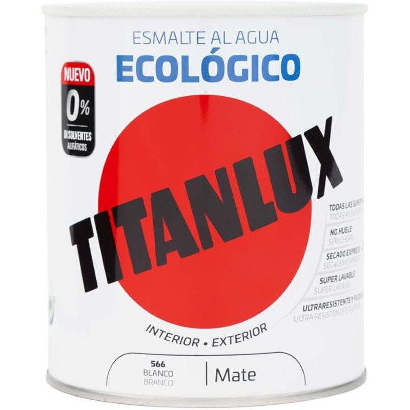 Pintura Esmalte Ecologico  Blanco Mate 250 ml. Titanlux