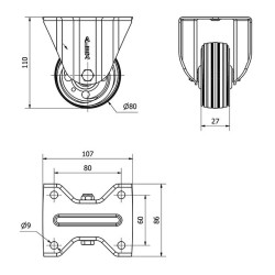 Rueda Fija Goma Industrial 80kg 2-0024.