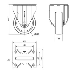 Rueda Fija Nylon 180kg 2-0238