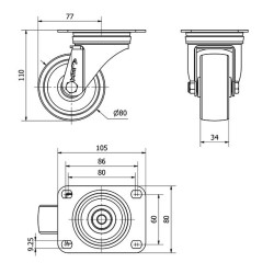 Rueda Placa Nylon 130kg 2-0235