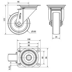 Rueda Placa Nylon 180kg 2-0237