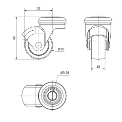 Rueda Tornillo Plástico 3-0019