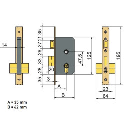 Cerradura Lince 5801-35 Embutir En Madera