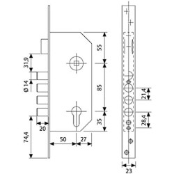 Cerradura Tesa R200B5SCL Canto Cuadrado