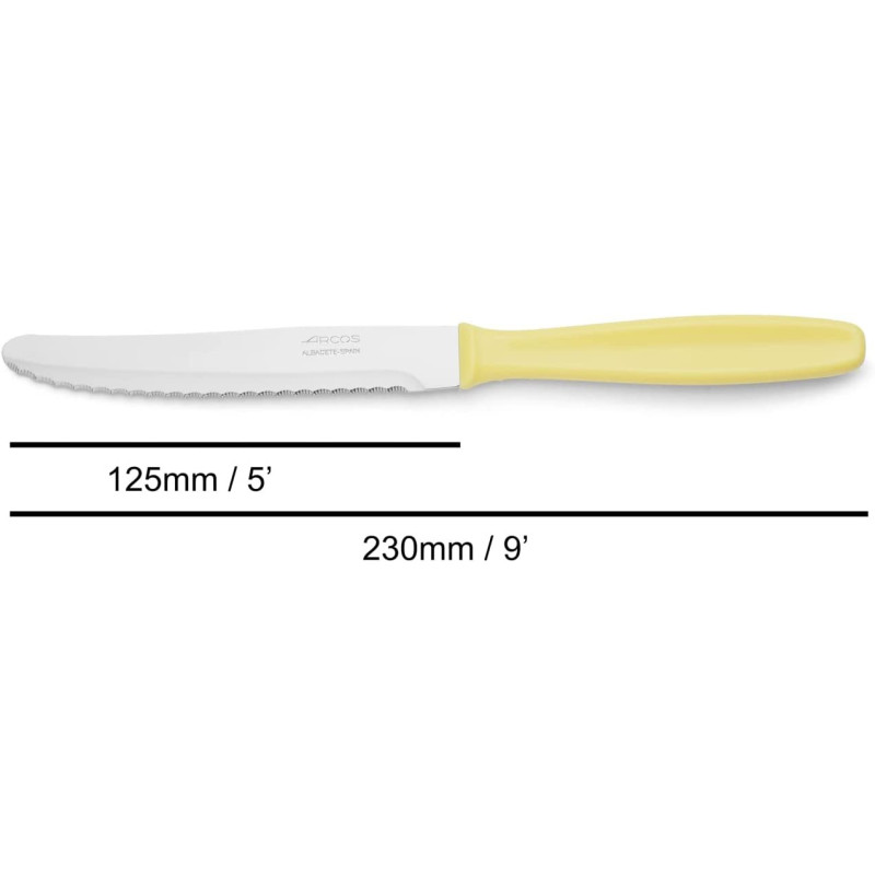Cuchillo de Mesa Arcos Amarillo Acero Inoxidable Polipropileno (12