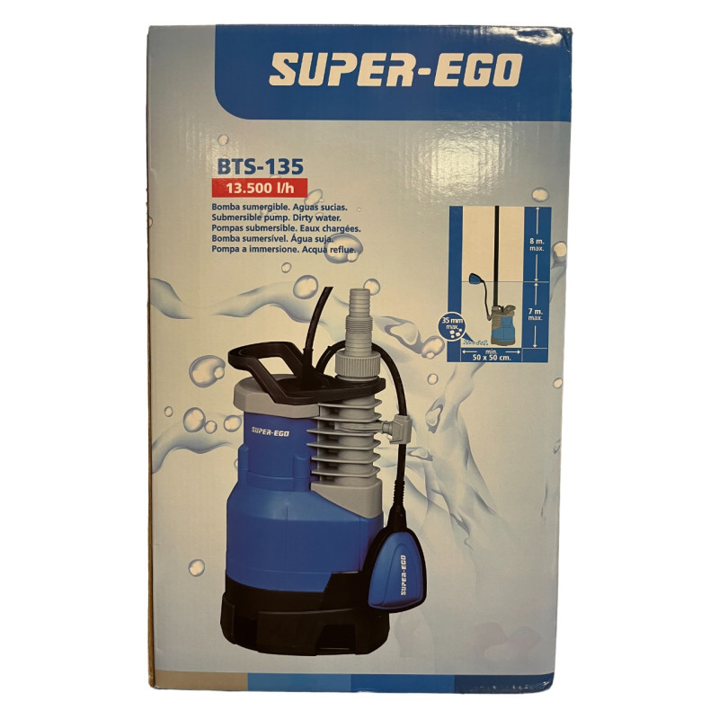 Bomba sumergible para aguas sucias 750 W 13.500 l/h - SUPER-EGO